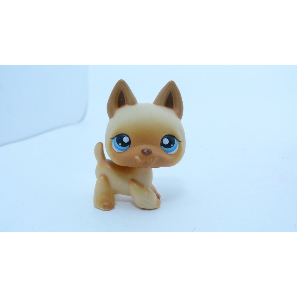 Authentic Littlest Pet Shop German Shepherd #212 Tan Beige Blue Eyes Dog